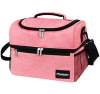 1 x RAW Customer Returns Homewit Cooler Bag Small Pink, 15L Lunch Bag with Double Decker Cooler Bag Insulated Bag, Foldable Cooler Box Insulated Bag Thermal Bag for Sports Picnic Fitness Work - RRP €22.99