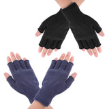 3 x Brand New DIVINA VITAE 2 pairs of fingerless gloves for women and women, half finger stretchy knitted gloves, winter warm knitted short fingerless gloves, winter gloves black grey  - RRP €82.8