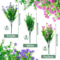 10 x Brand New 12 bundles of artificial flowers for outdoors, artificial flowers outdoor balcony plants, UV-resistant weatherproof plastic flowers decoration, artificial flowers for balcony garden balcony box flower box-white fuchsia purple - RRP €189.9