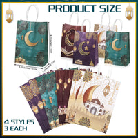 1 x RAW Customer Returns Faccito 12 Pieces Eid Mubarak Gift Bags Ramadan Gift Bags with Handle Multifunctional Paper Bags for Sweets Assorted Gift Bags for Islamic Muslim Party Favors Elegant  - RRP €22.8