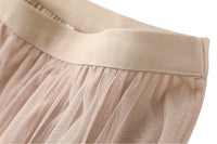 1 x RAW Customer Returns SotRong Tulle Skirt Long Women s Elegant Elastic High Waist Mesh Pleated Maxi Skirt Ballet Wedding Party Prom Summer Skirt Beige - RRP €25.3