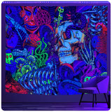 4 x Brand New Roninkier Mushroom Fabric Wall Tapestry - Skull Wall Tapestry Psychedelic Wall Hanging and Black Light Hippie Pattern Wall Carpet UV Reactive Tapestry for Halloween Christmas Decoration,150X130cm - RRP €99.96