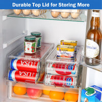 2 x RAW Customer Returns Puricon Pack of 2 Can Holders Refrigerator Organizer with Lid for Canned Drinks, Stackable Plastic Can Dispenser Can Holder Container Drinks Storage Box Kitchen Storage BPA Free Medium - RRP €49.7