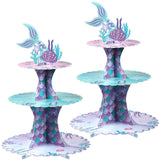 1 x RAW Customer Returns Pack of 2 Mermaid Cupcake Stands, 3 Tier Mermaid Tail Cupcake Holders, Mermaid Theme Dessert Stands for Underwater Mermaid Birthday Decoration Favors - RRP €18.52