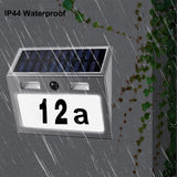 1 x RAW Customer Returns Solar House Number Illuminated with Motion Sensor Outdoor, Stainless Steel Solar House Number with Twilight Switch Waterproof, 7 LEDs Solar House Number Light with Numbers Letters, Type B - RRP €29.99