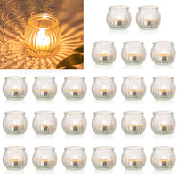 1 x RAW Customer Returns NUPTIO Clear Tealight Holder Tealight Glasses Glass 24 Pack Pumpkin Candle Glasses Small Tealight Glass Tealight Glasses Votive Candle Holder Ribbed Wedding Centerpieces Dining Room Christmas Decorations - RRP €42.98