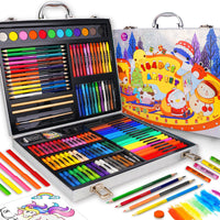 1 x RAW Customer Returns Okiki Painting Set Deluxe 184 pieces Painting case for children beginners Great colored pencil set, watercolors, oil pastels, drawing pencils, pencils as a drawing set - RRP €25.2