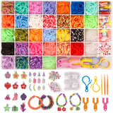 1 x RAW Customer Returns 2500 Loom Bands Set, 40 Grids Colorful Rubber Bands Kit for Bracelets, DIY Elastic Loom Bands Children Bracelet Crafts with Beads Hooks Charms Storage Box for Beginners Boy Girl Gift - RRP €8.92