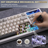 1 x RAW Customer Returns YUNZII YZ98 Gasket Mechanical Keyboard 99 Keys Hot-Swap BT5.0 2.4G USB-C Wireless Gaming Keyboard NKRO 98 Layout with RGB LED Backlight for Linux Win Mac Milk Switch, White  - RRP €94.99