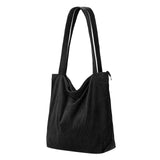 1 x RAW Customer Returns Benpen Cord Women s Shoulder Bag with Zipper, Shoulder Bag for Women, Large Shoulder Bag for Work, Office, Travel, Shopping, School and Daily Use, Black, Casual - RRP €36.0