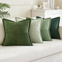 1 x RAW Customer Returns MIULEE Set of 4 Corduroy Cushion Covers Soft Throw Pillows Decorative Pillowcase Modern Cushion Cover Sofa Cushion Decorative Pillow Couch Cushion for Living Room Bedroom Green Series 40 x 40 cm - RRP €25.2