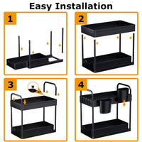 1 x RAW Customer Returns GEMWON 2x kitchen organiser, 2 tier under sink shelf with 4 hooks and 2 cups, sink cabinet organiser, bathroom organiser, cupboard organiser, organization system for kitchen, household and living 2 pieces - RRP €29.99