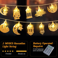 13 x Brand New Eid Al-Adha String Lights Star Moon String Lights Ramadan Kerosene Lantern String Lights Battery Operated Eid Mubarak String Lights Home Party Decoration 10 Feet 20 LED  - RRP €259.87