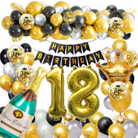 2 x Brand New 18th birthday decoration - 18th birthday boy birthday decoration, Happy Birthday banner, confetti balloons, giant number foil balloons - birthday decoration for girls and boys - RRP €22.18