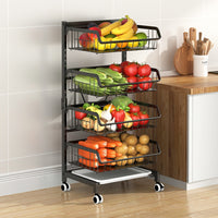 1 x RAW Customer Returns COVAODQ Vegetable rack for kitchen, stackable fruit basket vegetables, storage trolley kitchen trolley with lockable wheels and, for bathroom, kitchen, office basket  - RRP €58.99