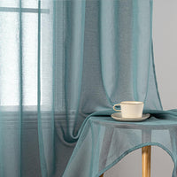 1 x RAW Customer Returns MIULEE Curtains with ruffle tape set of 2 curtains with eyelets curtains living room made of sheer voile curtains transparent bedroom dusty blue 140 x 145 cm - RRP €22.99