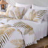 1 x RAW Customer Returns Gold Tropical Leaves Duvet Cover 90cm 150x220cm and 1 Pillowcase 50x75cm Soft Bedding Set 100 Microfiber Gold White - RRP €36.13