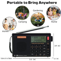 1 x RAW Customer Returns SIHUADON R-108 Small Portable Radios Rechargeable Battery Radio VHF FM AM SW Airband Radio World Receiver Digital Radio with ATS Station Memory Sleep Function Black  - RRP €54.77