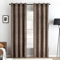 1 x RAW Customer Returns MIULEE Curtains with eyelets gold velvet curtains opaque eyelets foil print curtains gold eyelet curtains for bedroom living room set of 2 140 x 225 cm W x H brown - RRP €46.88