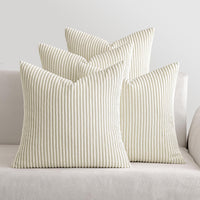 1 x RAW Customer Returns MIULEE Set of 4 Cushion Covers Corduroy Cushion Cover Decorative Pillowcase Sofa Cushion Couch Cushion Throw Pillow Decorative Pillowcase Decorative Cushion Cover with Hidden Zipper 40x40cm 16x16in Cream - RRP €24.49