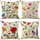 2 x Brand New YMQIANYU Set of 4 Decorative Cushion Covers 45 x 45 Vintage Flowers Butterfly Print Linen Cushion Covers Sofa Throw Pillows Cushion Covers for Living Room - RRP €40.8