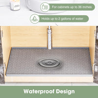 1 x RAW Customer Returns Puricon Under Sink Mat, Waterproof Kitchen Mats, Silicone Liner Under Cabinet Rubber Mat Protector for 36 - Smooth Grey - RRP €19.7