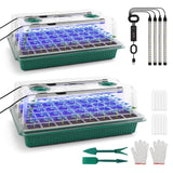 1 x RAW Customer Returns Upgrade Seedling Starter Trays with Grow Light, 80 Cells Seedling Tray with Humidity Dome, Mini Greenhouse Growing Kit for Rooted Seedlings - RRP €59.99