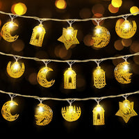 9 x Brand New Ramadan Fairy Lights, 6.6ft 10 LED Ramadan Decoration, Battery String Lights Star Moon Castle, Eid Mubarak Decoration Ramadan Lantern Decor for Festival, Party, Birthday - RRP €90.63