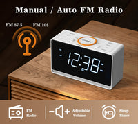 1 x RAW Customer Returns Alarm Clock Radio, Clock with 1.4 White LED Display with Bluetooth, FM Radio, Dual Alarm, Sleep Timer, Snooze, Automatic and Manual Dimming iTOMA CKS718 - RRP €28.22