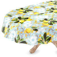 1 x RAW Customer Returns Tablecloth washable oilcloth oilcloth tablecloth oval 140 x 200cm cut edge lemon garden tablecloth oilcloth - RRP €25.08