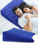 1 x RAW Customer Returns BLABOK Wedge Pillow for Bed, Reflux Pillow Anti Snoring, Orthopedic Backrest Reading Pillow, Inflatable Bed Wedge Mattress Wedge, Triangle Pillow for Comfortable Sleeping, Travel, Pain Relief Blue  - RRP €40.33