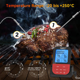 1 x RAW Customer Returns Grill thermometer, core temperature meter, roasting thermometer, digital meat thermometer, wireless with timer, 2 probes, LCD display, meat thermometer for steak, oven, garden, BBQ grill accessories red  - RRP €30.24