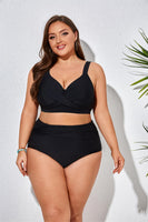 1 x RAW Customer Returns Hanna Nikole Women s Tummy Control Swimsuit Large Size Push Up Swimwear Bikini Set Black 48 - RRP €46.99