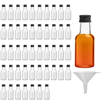 1 x RAW Customer Returns Belle Vous Small Liquor Bottles 48 Pack - 25ml - Reusable Small Plastic Bottles for Filling with Black Screw Cap, Liquid Funnel for Pouring Filling - RRP €22.99