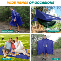 1 x RAW Customer Returns KTUEOV Rain Poncho, Reusable Waterproof Poncho with Reflective Women Men 3 in 1 Multifunctional Raincoat Foldable PU Breathable Lightweight Rain Coat for Trekking Camping Fishing - RRP €23.18