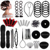 1 x RAW Customer Returns Cbei Hairstyle Set, Hairstyle Aid Hair Braid Hair Styling Tool Kit, Girls DIY Accessories, Black - RRP €10.97