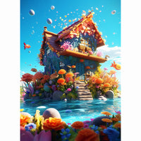 1 x Brand New Rheskbecy Diamond Painting Set for Adults, DIY 5D Diamond Painting Fantasy House, Painting by Numbers Diamond Beginner, Home Wall Decor 30x40cm - RRP €8.9