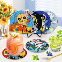 2 x Brand New NAIMOER 8 Pieces Halloween Diamond Painting Coasters with Holder, DIY Cartoon Coasters, Coffee Diamond Painting Coasters for Adults Children, Drinks Coasters, 5D Diamond Coasters - RRP €40.8