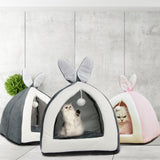 1 x RAW Customer Returns Vinnypet Cat Kennel with Washable Cushion Cat Nest with Rabbit Ears and Interesting Fur Balls Closed Cat Kennel Comfortable Interior 32x32x36cm - RRP €17.21