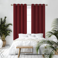 1 x RAW Customer Returns Deconovo Indoor Thermal Blackout Insulated Curtains, Solid Color Bedroom Curtains 2 Pieces, with Eyelets, 140x260 CM Width x Height , Dark Red - RRP €44.49