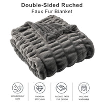 1 x Brand New BATTILO HOME Faux Fur Throw Blanket, Fluffy Double Sided Imitation Rabbit Fur for Bed, Sofa, Couch, Living Room, Home Decor Gray, 127 152cm  - RRP €79.99