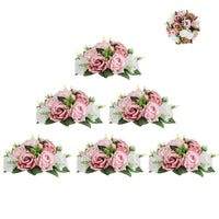 1 x Brand New BLOSMON Bouquet Flower Arrangements Artificial Decoration Rose 6 Pcs Dusty Pink Artificial Bouquet Flowers Table Decoration Flower Ball Valentine s Day Bouquet Real Roses for Wedding Mother s Day Gift - RRP €53.98