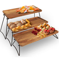 1 x RAW Customer Returns 3 Tier Dessert Stand, Cupcake Stand Towers Serving Tray Set, Portable Foldable Food Display Stand, Tiered Cheese Charcuterie Boards - RRP €88.42