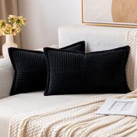 1 x RAW Customer Returns MIULEE Set of 2 Corduroy Cushion Covers Velvet Cushion Soft Throw Pillow Decorative Pillowcase Modern Cushion Cover Sofa Cushion Decorative Pillow Couch Cushion for Living Room Bedroom Black 40 x 60 cm - RRP €25.49