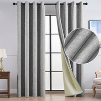 1 x RAW Customer Returns Topfinel linen 100 blackout curtains, opaque curtains with eyelets, gray set of 2, 140 x 225 cm, blackout curtains, decorative living room, bedroom - RRP €35.93