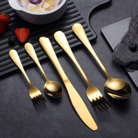 4 x RAW Customer Returns HOMQUEN cutlery set, gold cutlery set, stainless steel set service for 6 people, 30 pieces dining cutlery - RRP €133.04