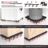 1 x RAW Customer Returns ONEON furniture transport roller set, piece furniture sliding system with load lifter, furniture transport set with furniture roller, 360 degree rotating wheels, moving aid furniture transport rollers red wheel  - RRP €42.35