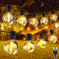 1 x RAW Customer Returns Heinstian LED fairy lights outdoor power, 10M fairy lights with 17 1 warm yellow G40 bulbs anti-fall, IP45 waterproof can be extended light bulbs fairy lights for garden, terrace, parties - RRP €22.61