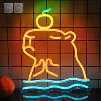 1 x RAW Customer Returns Attivolife Hamburger neon sign as wall decoration, LED lamp with delicious hamburger food to light up, powered by USB, unique decoration for fast food shops, restaurant, birthday party - RRP €30.24