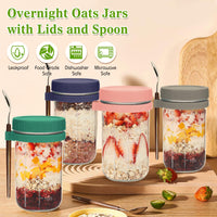 1 x RAW Customer Returns UHAPEER glass cereal cup to go with lid and spoon, set of 4 yogurt cups to go with lid and spoon, 600ml preserving jars overnight oats jars, salad cups for yogurt, porridge, cornflakes, muesli - RRP €29.99